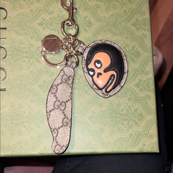 Gucci Accessories - Gucci Beige and Black Key Holder Set with Orange Accent